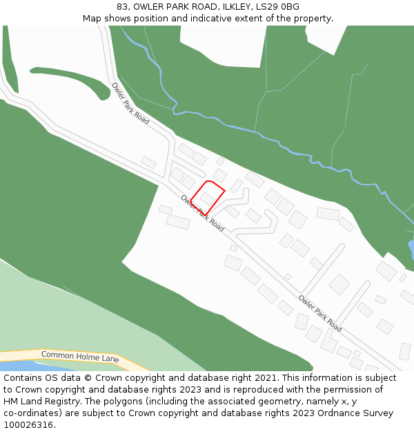 83, OWLER PARK ROAD, ILKLEY, LS29 0BG: Location map and indicative extent of plot