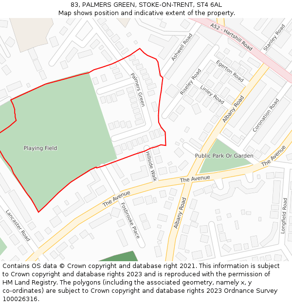 83, PALMERS GREEN, STOKE-ON-TRENT, ST4 6AL: Location map and indicative extent of plot