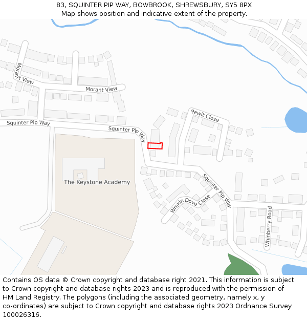 83, SQUINTER PIP WAY, BOWBROOK, SHREWSBURY, SY5 8PX: Location map and indicative extent of plot
