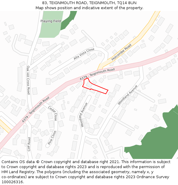 83, TEIGNMOUTH ROAD, TEIGNMOUTH, TQ14 8UN: Location map and indicative extent of plot