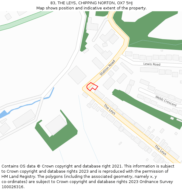 83, THE LEYS, CHIPPING NORTON, OX7 5HJ: Location map and indicative extent of plot