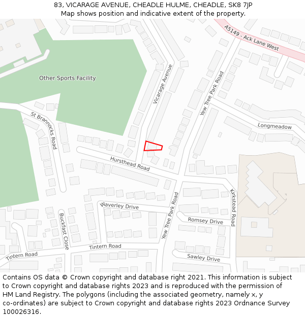 83, VICARAGE AVENUE, CHEADLE HULME, CHEADLE, SK8 7JP: Location map and indicative extent of plot