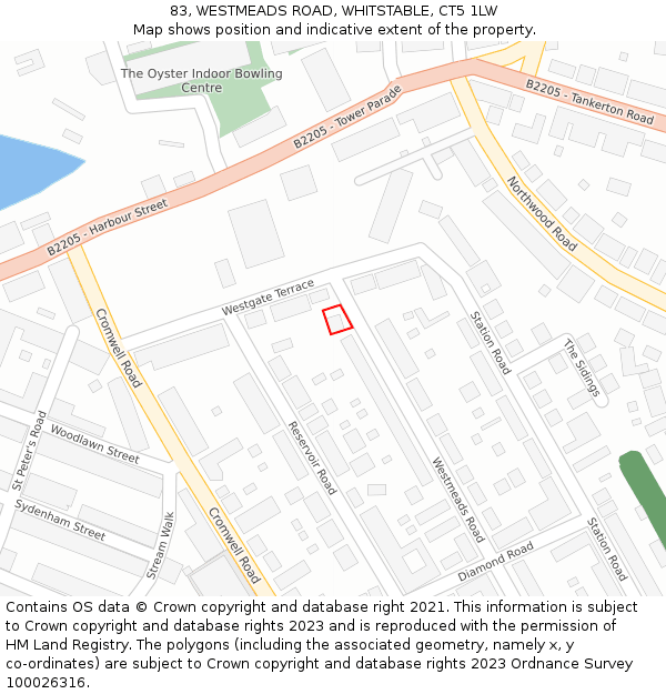 83, WESTMEADS ROAD, WHITSTABLE, CT5 1LW: Location map and indicative extent of plot