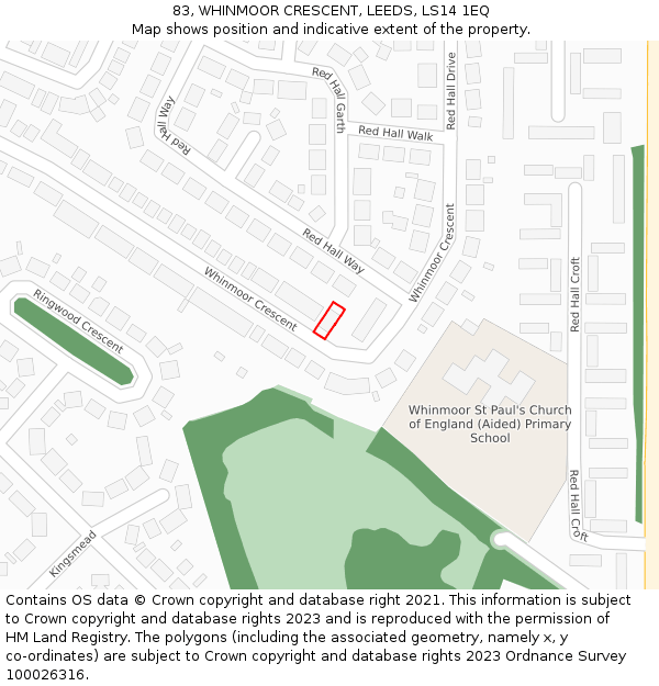 83, WHINMOOR CRESCENT, LEEDS, LS14 1EQ: Location map and indicative extent of plot