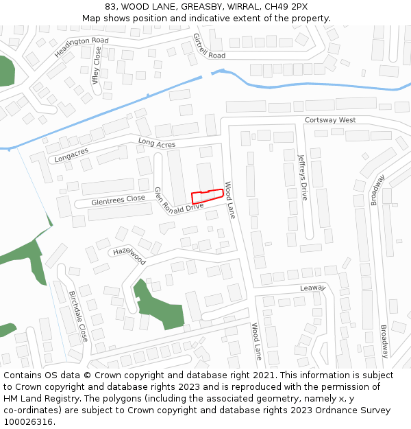 83, WOOD LANE, GREASBY, WIRRAL, CH49 2PX: Location map and indicative extent of plot