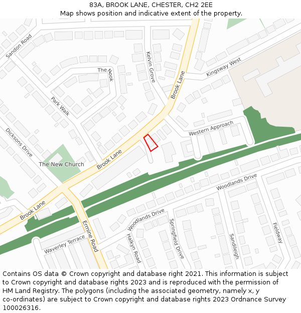 83A, BROOK LANE, CHESTER, CH2 2EE: Location map and indicative extent of plot