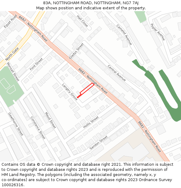 83A, NOTTINGHAM ROAD, NOTTINGHAM, NG7 7AJ: Location map and indicative extent of plot