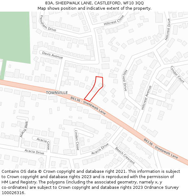 83A, SHEEPWALK LANE, CASTLEFORD, WF10 3QQ: Location map and indicative extent of plot