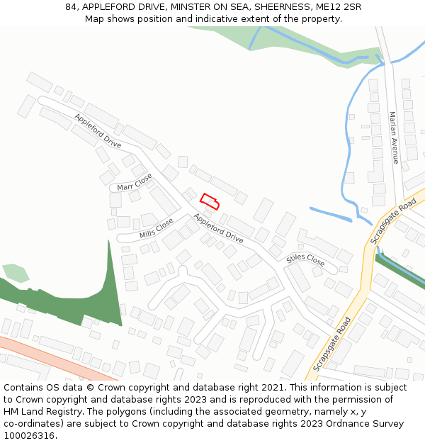 84, APPLEFORD DRIVE, MINSTER ON SEA, SHEERNESS, ME12 2SR: Location map and indicative extent of plot