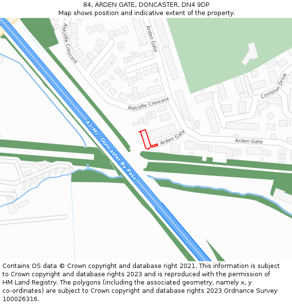 84, ARDEN GATE, DONCASTER, DN4 9DP: Location map and indicative extent of plot