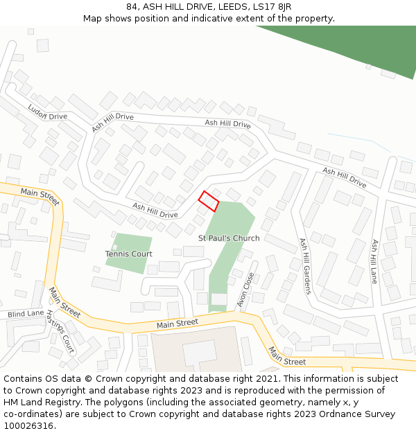 84, ASH HILL DRIVE, LEEDS, LS17 8JR: Location map and indicative extent of plot