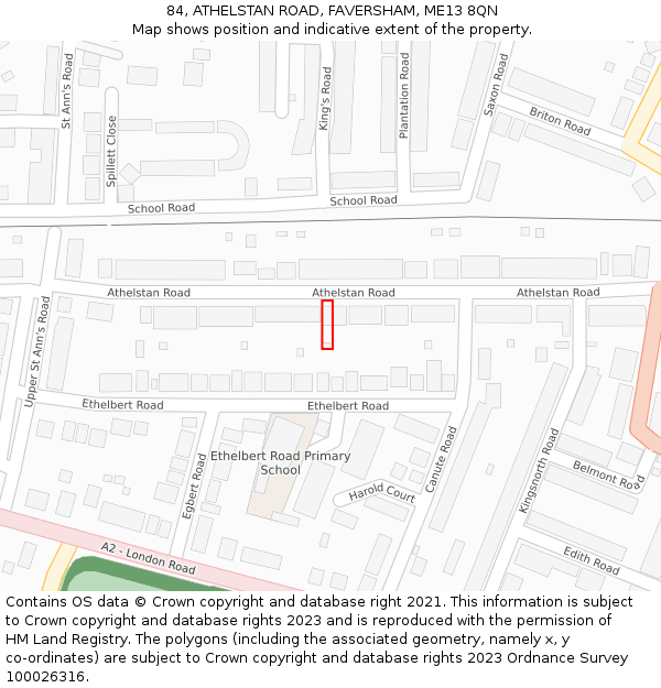 84, ATHELSTAN ROAD, FAVERSHAM, ME13 8QN: Location map and indicative extent of plot