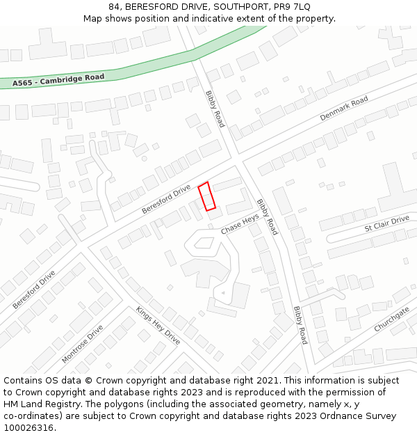 84, BERESFORD DRIVE, SOUTHPORT, PR9 7LQ: Location map and indicative extent of plot