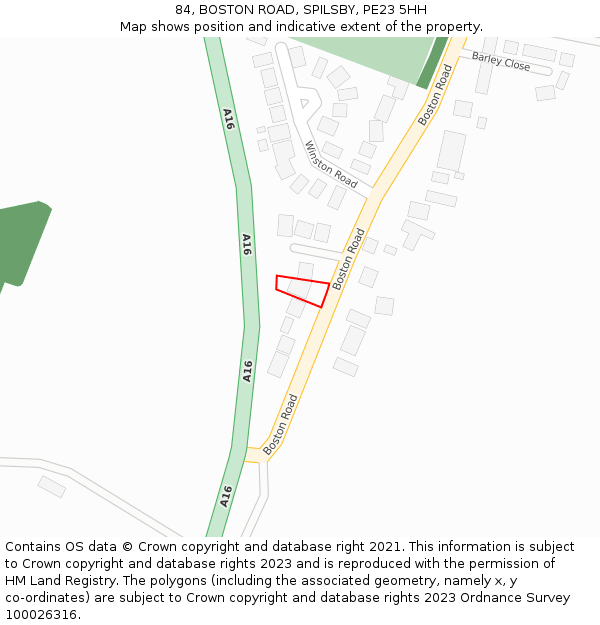 84, BOSTON ROAD, SPILSBY, PE23 5HH: Location map and indicative extent of plot