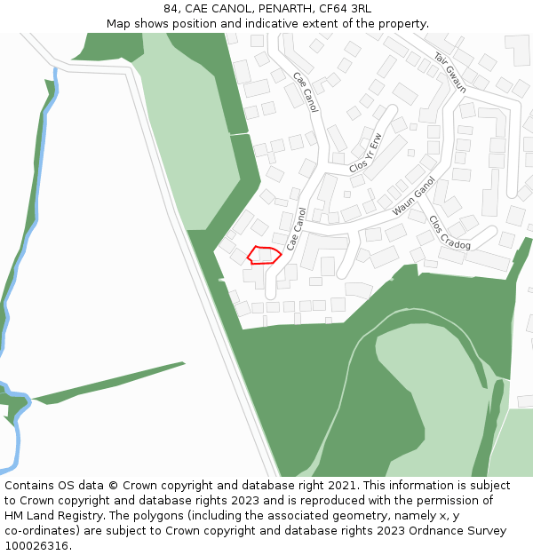 84, CAE CANOL, PENARTH, CF64 3RL: Location map and indicative extent of plot