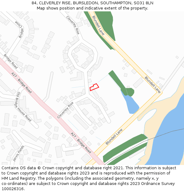 84, CLEVERLEY RISE, BURSLEDON, SOUTHAMPTON, SO31 8LN: Location map and indicative extent of plot