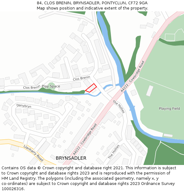 84, CLOS BRENIN, BRYNSADLER, PONTYCLUN, CF72 9GA: Location map and indicative extent of plot