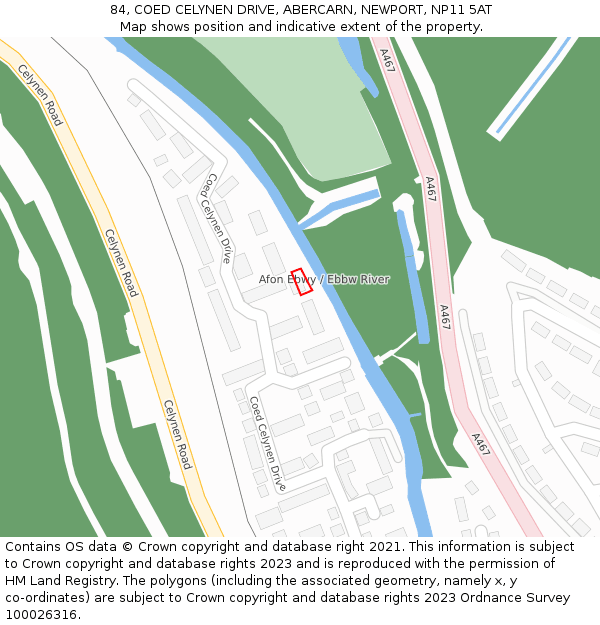 84, COED CELYNEN DRIVE, ABERCARN, NEWPORT, NP11 5AT: Location map and indicative extent of plot