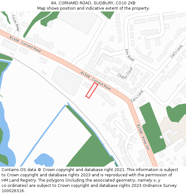 84, CORNARD ROAD, SUDBURY, CO10 2XB: Location map and indicative extent of plot