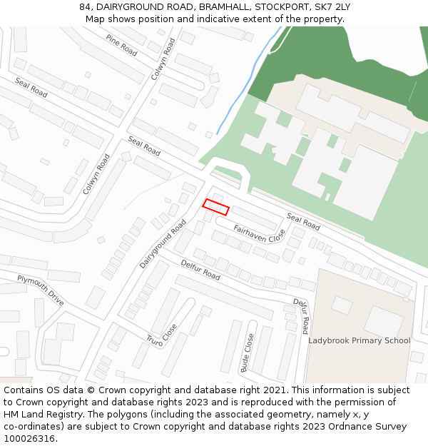 84, DAIRYGROUND ROAD, BRAMHALL, STOCKPORT, SK7 2LY: Location map and indicative extent of plot