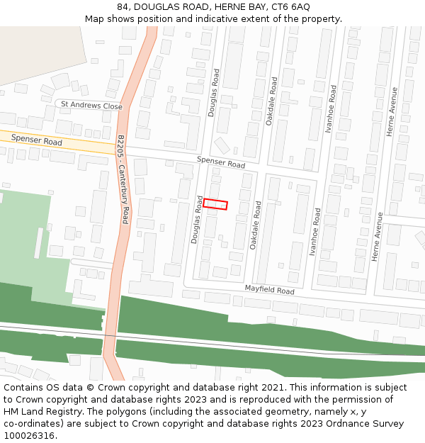 84, DOUGLAS ROAD, HERNE BAY, CT6 6AQ: Location map and indicative extent of plot