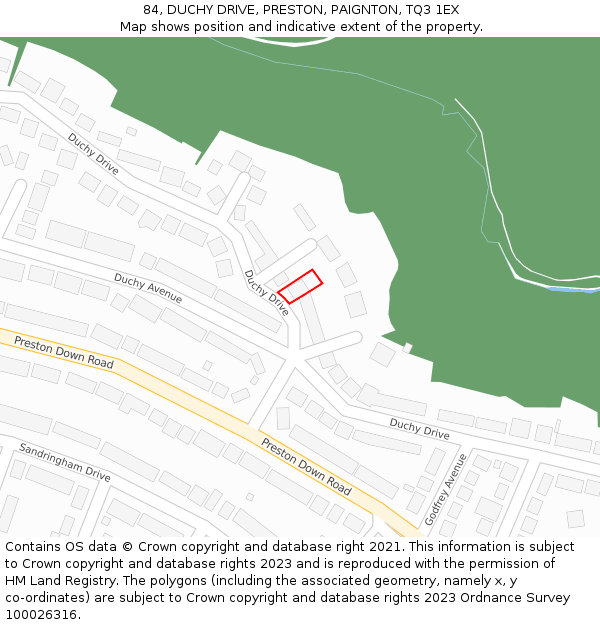 84, DUCHY DRIVE, PRESTON, PAIGNTON, TQ3 1EX: Location map and indicative extent of plot