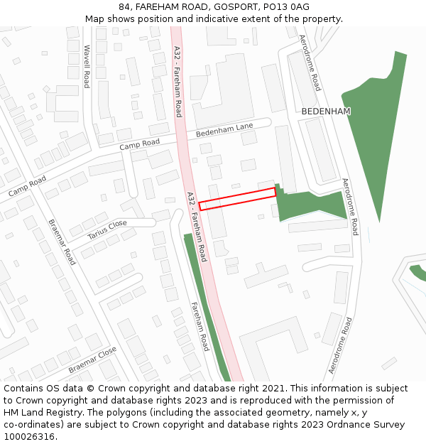 84, FAREHAM ROAD, GOSPORT, PO13 0AG: Location map and indicative extent of plot