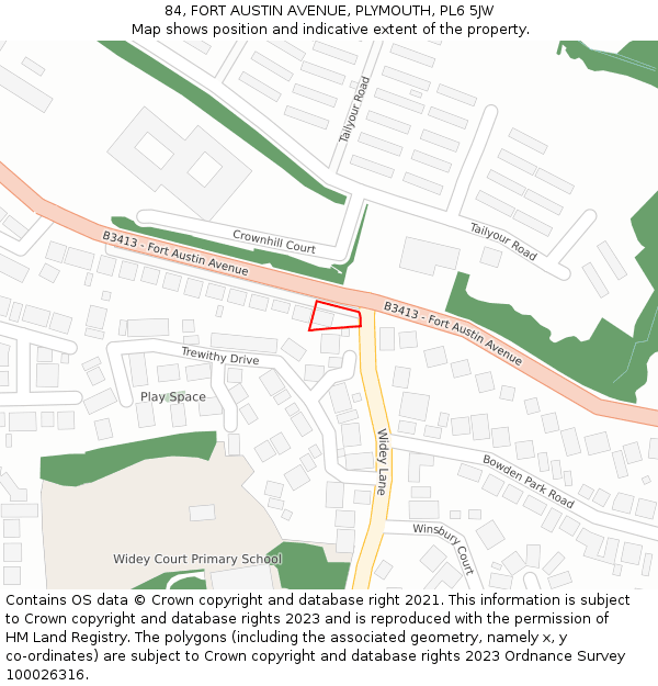 84, FORT AUSTIN AVENUE, PLYMOUTH, PL6 5JW: Location map and indicative extent of plot