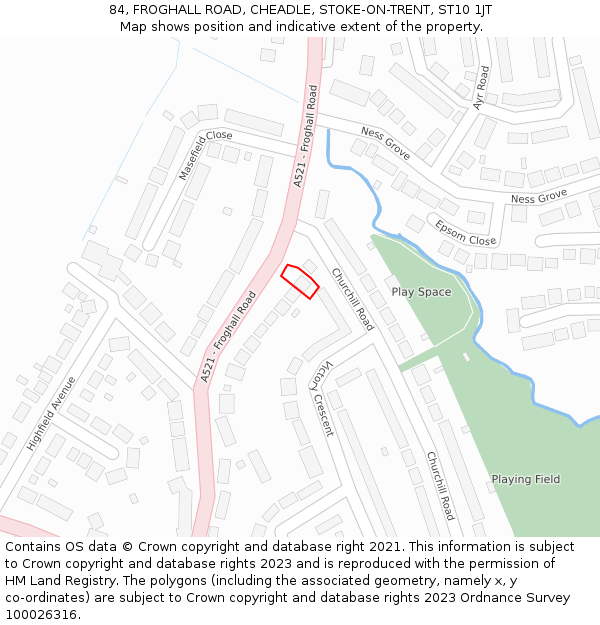 84, FROGHALL ROAD, CHEADLE, STOKE-ON-TRENT, ST10 1JT: Location map and indicative extent of plot