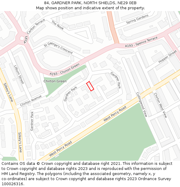 84, GARDNER PARK, NORTH SHIELDS, NE29 0EB: Location map and indicative extent of plot