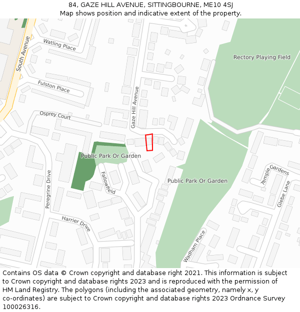84, GAZE HILL AVENUE, SITTINGBOURNE, ME10 4SJ: Location map and indicative extent of plot