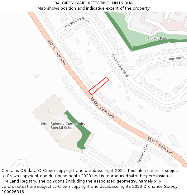 84, GIPSY LANE, KETTERING, NN16 8UA: Location map and indicative extent of plot