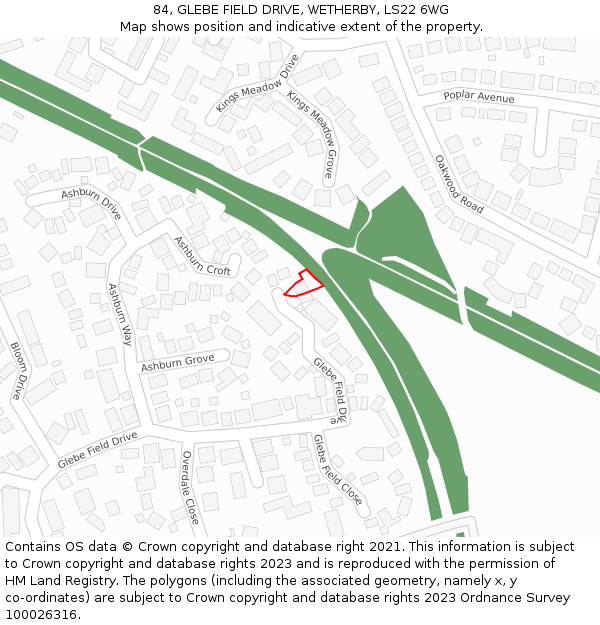 84, GLEBE FIELD DRIVE, WETHERBY, LS22 6WG: Location map and indicative extent of plot
