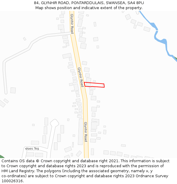 84, GLYNHIR ROAD, PONTARDDULAIS, SWANSEA, SA4 8PU: Location map and indicative extent of plot