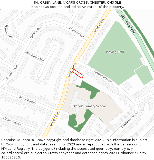 84, GREEN LANE, VICARS CROSS, CHESTER, CH3 5LE: Location map and indicative extent of plot