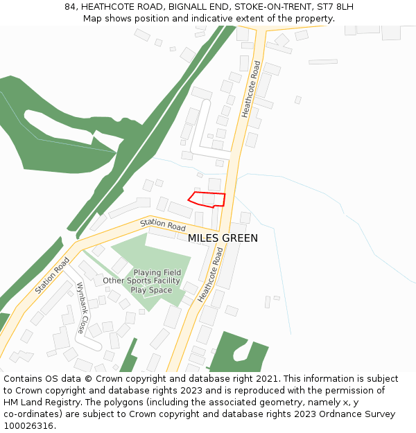 84, HEATHCOTE ROAD, BIGNALL END, STOKE-ON-TRENT, ST7 8LH: Location map and indicative extent of plot