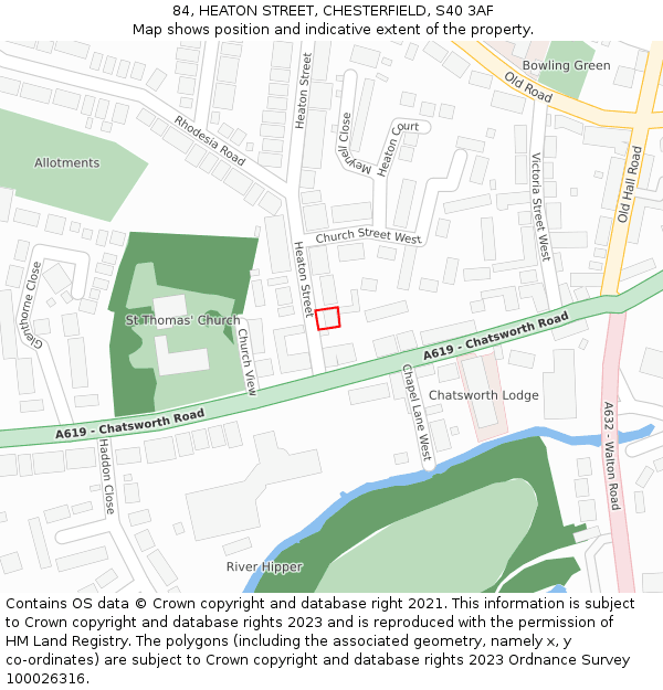 84, HEATON STREET, CHESTERFIELD, S40 3AF: Location map and indicative extent of plot