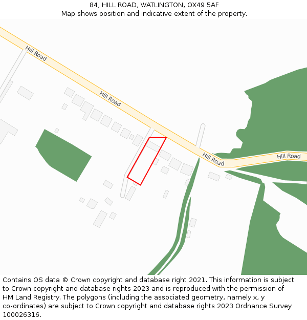 84, HILL ROAD, WATLINGTON, OX49 5AF: Location map and indicative extent of plot