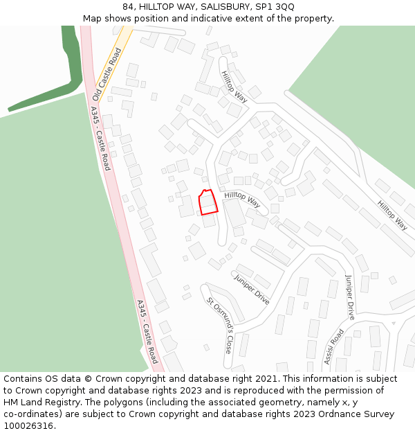 84, HILLTOP WAY, SALISBURY, SP1 3QQ: Location map and indicative extent of plot