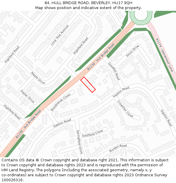 84, HULL BRIDGE ROAD, BEVERLEY, HU17 9QH: Location map and indicative extent of plot