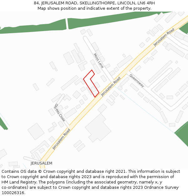 84, JERUSALEM ROAD, SKELLINGTHORPE, LINCOLN, LN6 4RH: Location map and indicative extent of plot