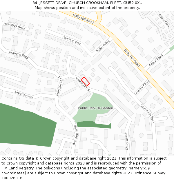 84, JESSETT DRIVE, CHURCH CROOKHAM, FLEET, GU52 0XU: Location map and indicative extent of plot