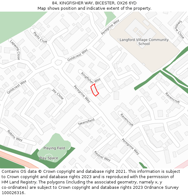 84, KINGFISHER WAY, BICESTER, OX26 6YD: Location map and indicative extent of plot