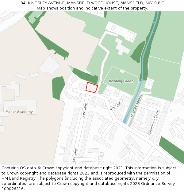 84, KINGSLEY AVENUE, MANSFIELD WOODHOUSE, MANSFIELD, NG19 8JG: Location map and indicative extent of plot