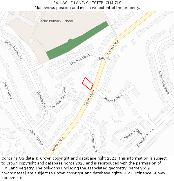 84, LACHE LANE, CHESTER, CH4 7LS: Location map and indicative extent of plot