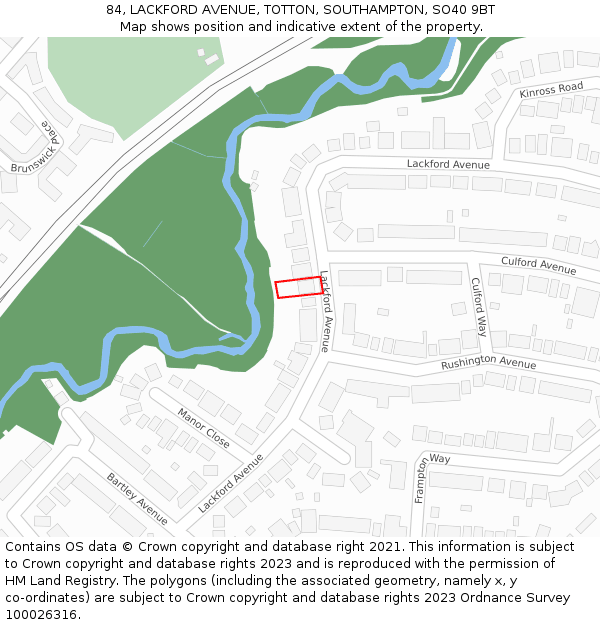 84, LACKFORD AVENUE, TOTTON, SOUTHAMPTON, SO40 9BT: Location map and indicative extent of plot