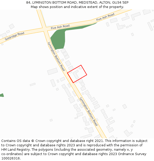 84, LYMINGTON BOTTOM ROAD, MEDSTEAD, ALTON, GU34 5EP: Location map and indicative extent of plot