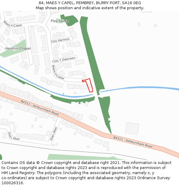 84, MAES Y CAPEL, PEMBREY, BURRY PORT, SA16 0EG: Location map and indicative extent of plot