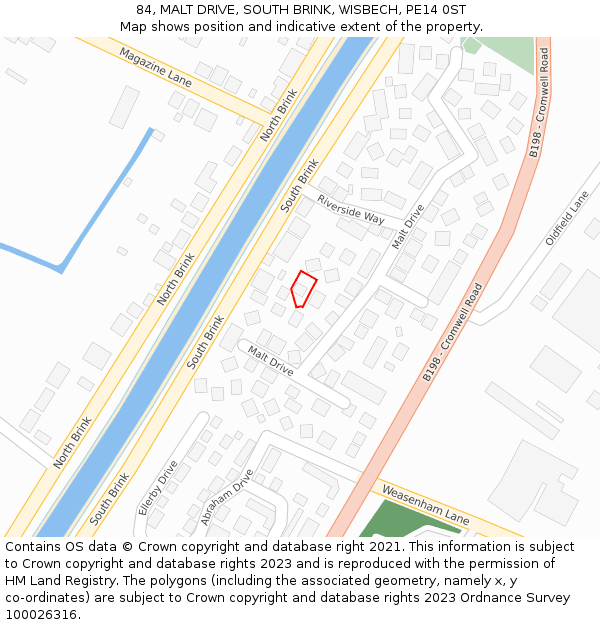 84, MALT DRIVE, SOUTH BRINK, WISBECH, PE14 0ST: Location map and indicative extent of plot