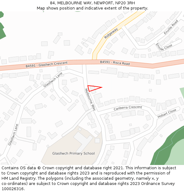 84, MELBOURNE WAY, NEWPORT, NP20 3RH: Location map and indicative extent of plot